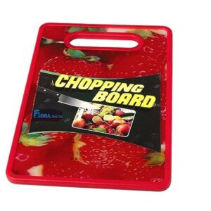 “Flora And Co Maroon Plastic Non-Slip Fruit And Vegetables Cutting Board With Antibacterial Surface With Chopping Board For Kitchen, Cutting Board For Kitchen